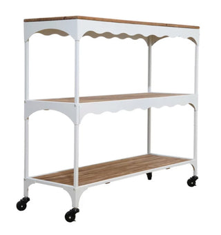 Metal & Wood 3-Tier Scalloped Cart on Casters