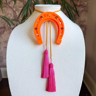Lucky Horseshoe Bolo Orange Citrus with Golden Yellow & Fuschia