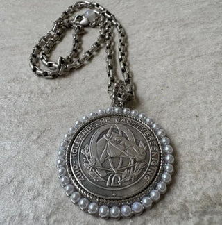 Pearl-Edge Heritage Medallion Necklace