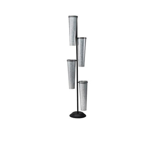Metal Stand w/ (4) 6-1/4" Round x 20"H Removable Galvanized Metal Buckets
