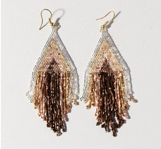 Mixed Metallic Stripe Fringe Earring