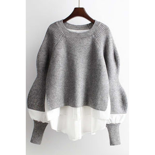 Splicing Round Neckline Sweater