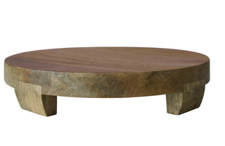 Mango Wood Footed Pedestal, Natural