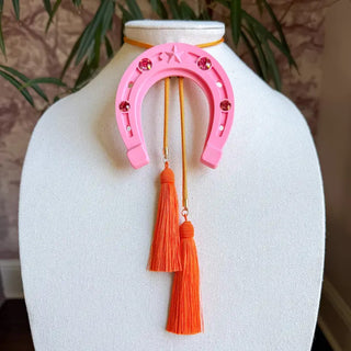 Lucky Horseshoe Bolo Bubblegum Pink with Golden Yellow & Orange