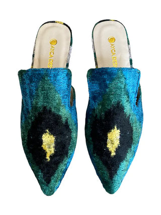 Silk Velvet Ikat Point Toe Slide