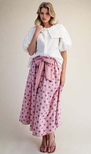 Tie Waisted Polka Dot Maxi Skirt