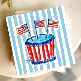 American Birthday Cake and Stripes Cocktail Napkins