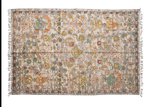 Woven Cotton Distressed Print Dhurrie Rug w/ Fringe5x8