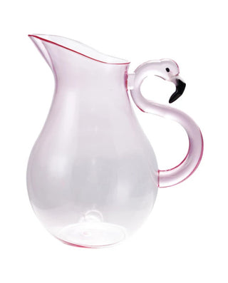 Acrylic Pitcher with Flamingo Handle, Pink & Black- 2 1/2 Quart