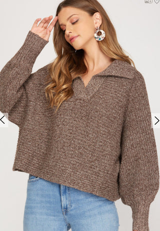 Mocha Knit Cropped Sweater