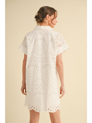 off white lace dress, open collared neck