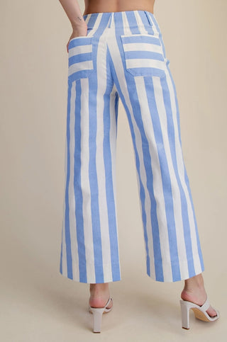 Colette Cropped Wide-Leg Stripe Pants