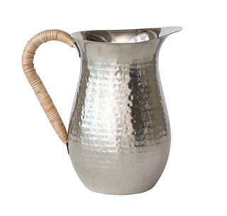 2-1/2 Quart Hammered Stainless Steel Pitcher & Rattan Wrapped Handle