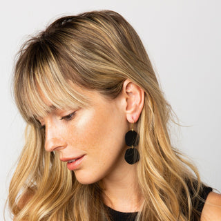 Black Brass Matte Double Circle Earring