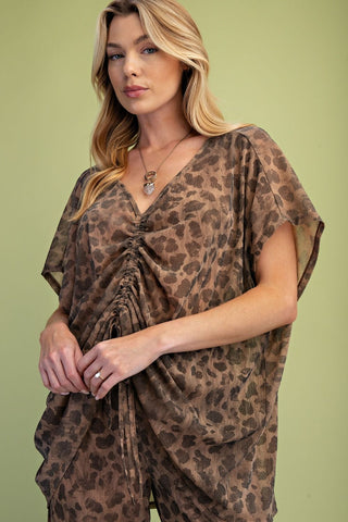 ANIMAL PRINTED MESH LOOSE FIT TOP