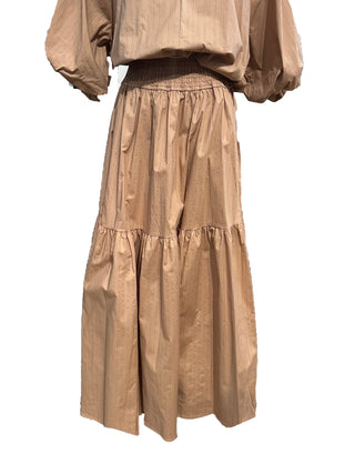 Wide Smocked Band Full Maxi Skirt