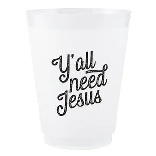 Y'all Need Jesus - Set of 8 Frosted Cups