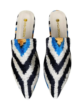 Silk Velvet Ikat Point Toe Slide