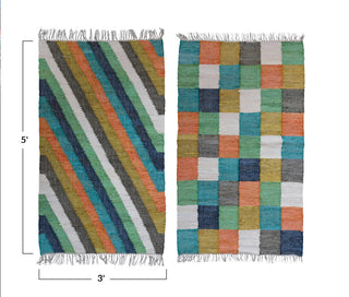 Hand-Woven Cotton Dhurrie Rug w/ Fringe