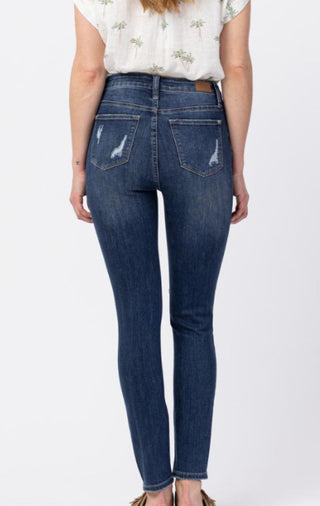 Hi-Rise Button Fly Cuffed Skinny