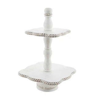 White Beaded Tiered Server