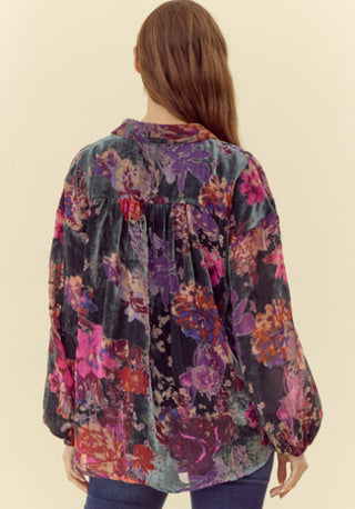 Velvet Flower Print Top