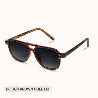 Briggs women's polarized aviator sunglasses with brown cheetah tortoiseshell frame and dark gradient lenses.