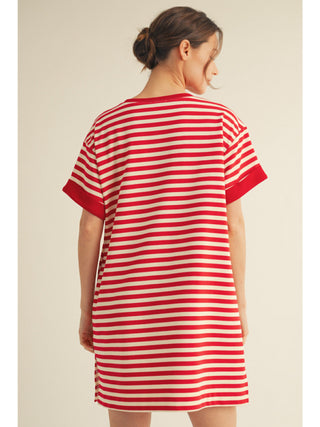 stripe casual dress with front USA patch