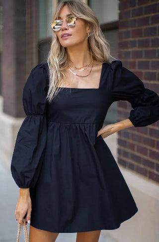 Long Sleeve Square Neck Dress