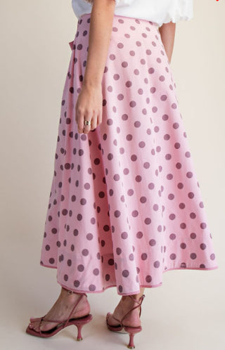 Tie Waisted Polka Dot Maxi Skirt