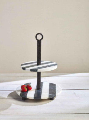 Marble & Black Striped Tiered Server