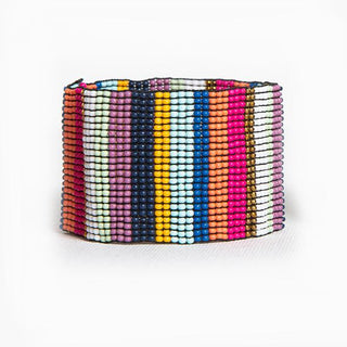 Multi Color Stripe Wide Stretch Bracelet