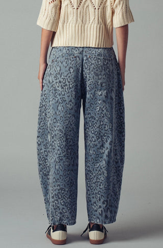 Leopard Camo Denim Barrel Pants