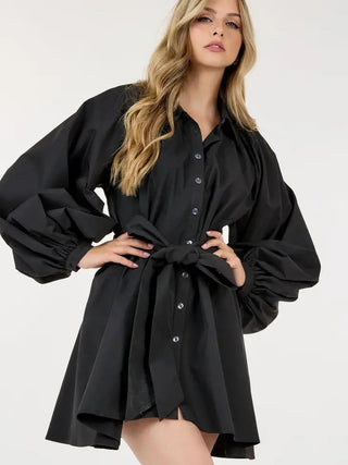Bubble Sleeve Dress Black
