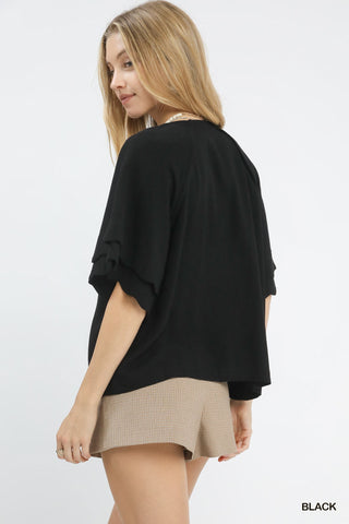 Linen Blend Raglan Sleeve Top