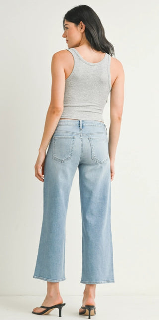 Mid rise slim wide leg