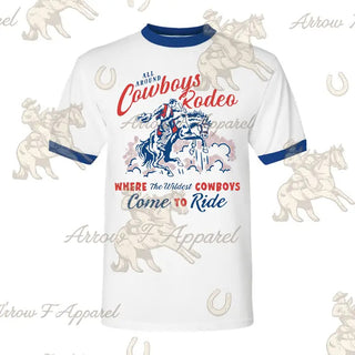All Around Cowboys Rodeo| Western Graphic Ringer Tee (Blue)