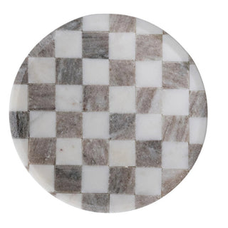 Marble Checkered Cheese/Serving Tray, Buff Color & White