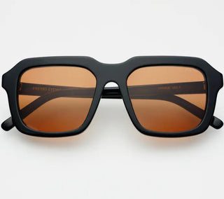 Charlie Acetate Unisex Rectangular Sunglasses- Black