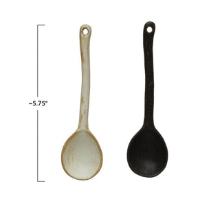 Stoneware Spoon with Glaze, 2 Colors